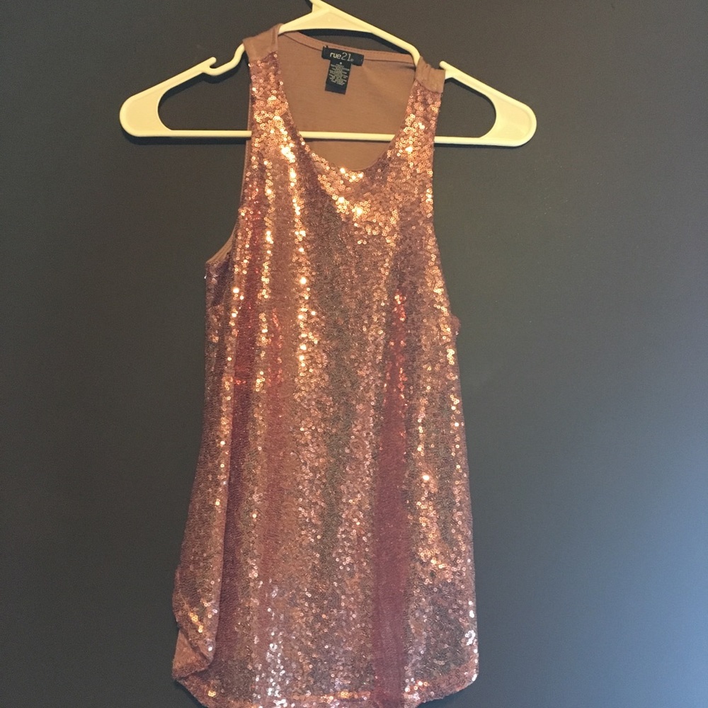 Sequin rose gold top